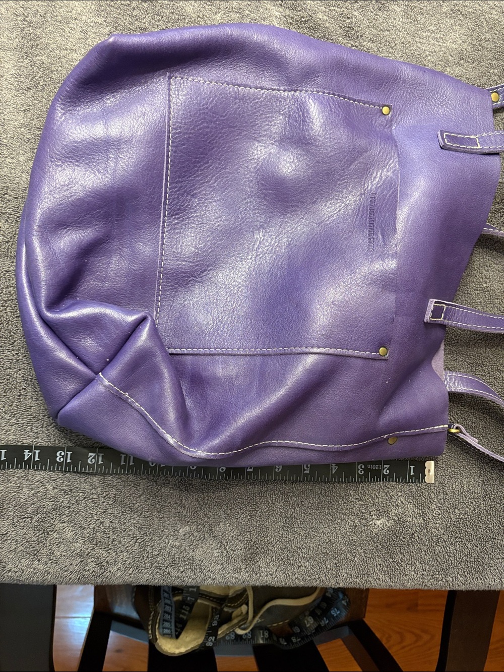 Portland Leather! Purple Leather Tote Bag - Women's Shoulder Bag - Picture 3 of 6